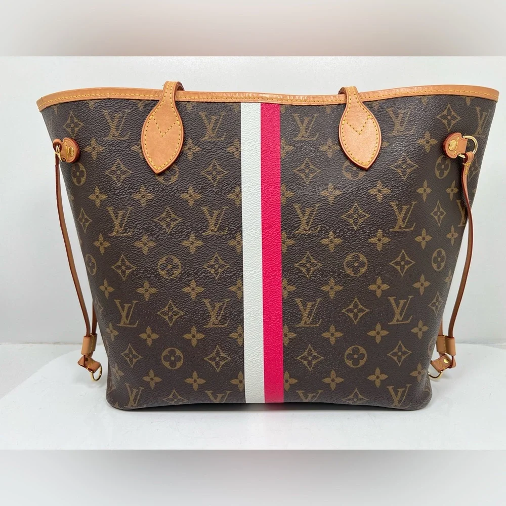 LOUIS VUITTON Neverfull My LV Heritage MM Monogram With Pouch Pink Stripes - Picture 2 of 14
